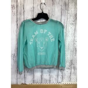 H&M Blouse in teal with tiger, sheer kids 11-14y